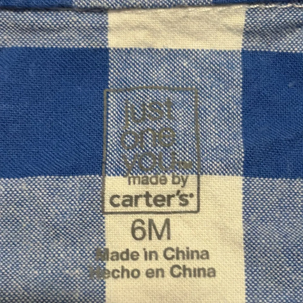 3/$10 Carter's Blue and White Plaid Button-Down Shirt